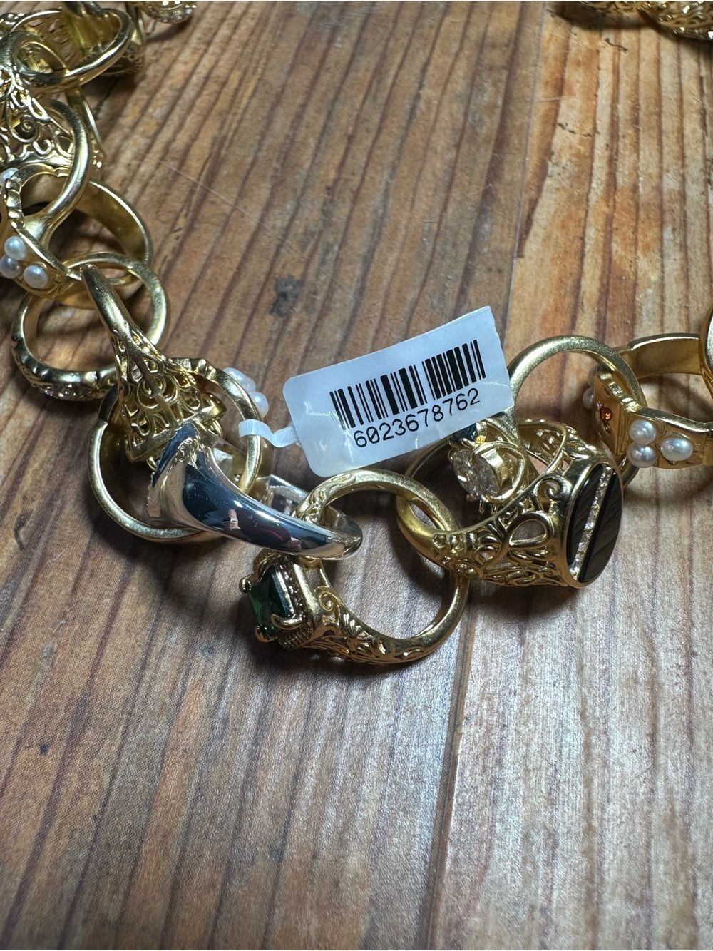 Edwardian gold ring-chain necklace - Picture 6 of 7